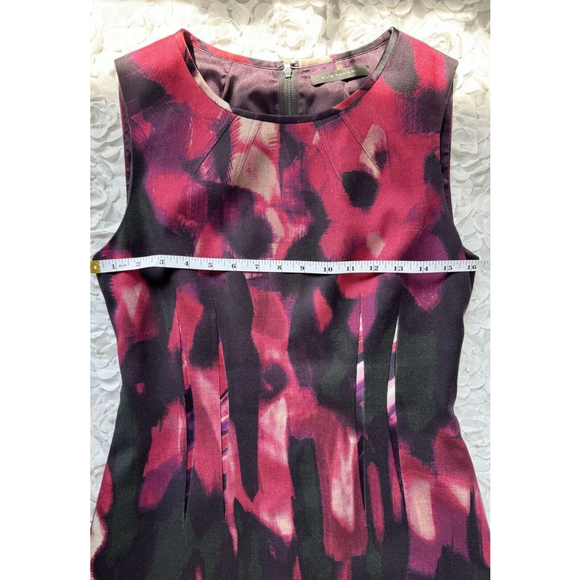 Elie Tahari Size 8 Woman's Dress Watercolor Pink And Purple Pencil Sheath Dress - Picture 4 of 10